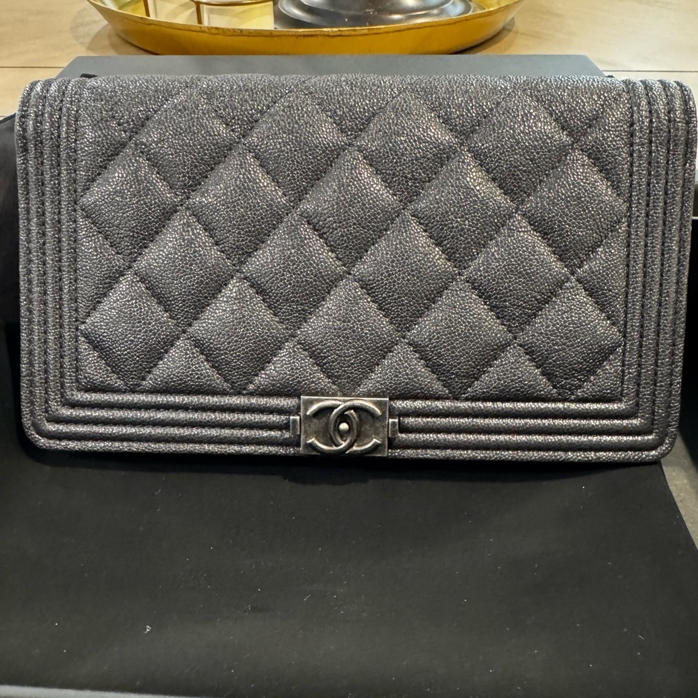 CHANEL Black Quilted Clutch